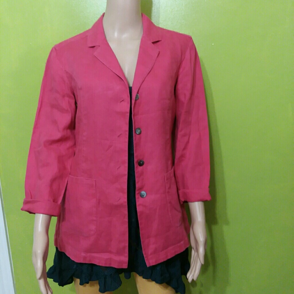 100% Linen J.Jill Lightweight Pink Blazer Sz M